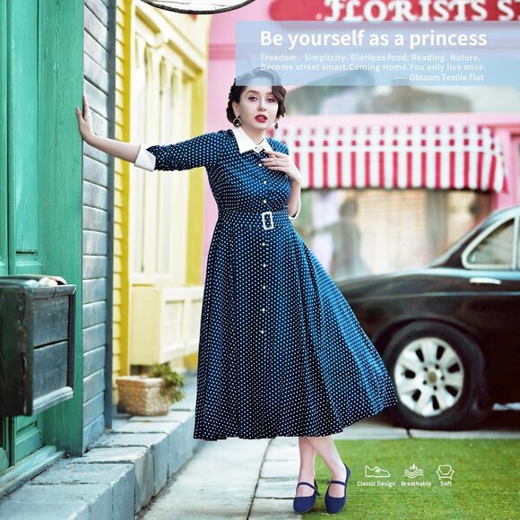 Obtaom Women Blue Polyester Round Toe Comfortable Classic Strap Ballet Flat - Picture 6 of 6